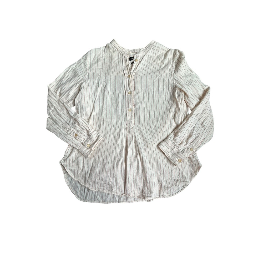 Isabel Marant Striped Blouse Top Long Sleeve 100% Cotton Cream Red Women Size 40